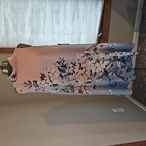 Vince Camuto A-line Mockneck Floral Midi dress With Overlay Size 12